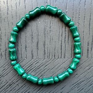 Malachite bamboo shape bracelet 5mm SIZE 6.5’